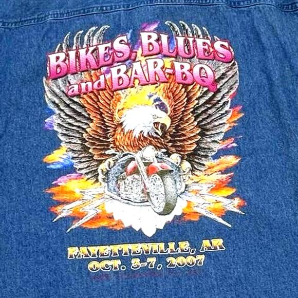 SPORTS GALLERY men's Biker denim sleeveless shirt size XXL - Picture 5 of 11